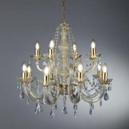 Searchlight 699-12 Marie Therese 12 Light Ceiling Chandelier In Polished Brass