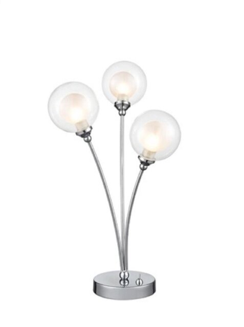 Franklite TL512 3 Light Table Lamp In Chrome With Clear Glass