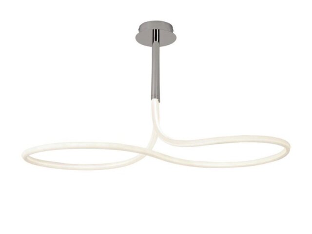 Mantra M6602 Nur II 50 Watt Semi Flush Ceiling Light In Polished Chrome And Opal White - L: 1170mm