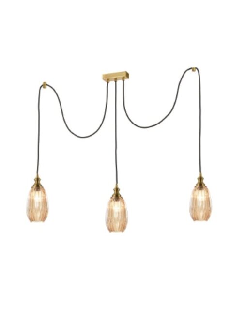 Marcella 3 Light Cluster Bar Ceiling Light In Amber Glass Finish F2428-3/352