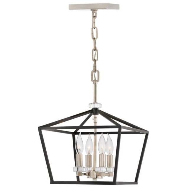Quintiesse QN-STINSON-4P-M-BK Stinson Medium Ceiling Light In Black And Polished Nickel Finish