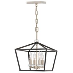 Quintiesse QN-STINSON-4P-M-BK Stinson Medium Ceiling Light In Black And Polished Nickel Finish