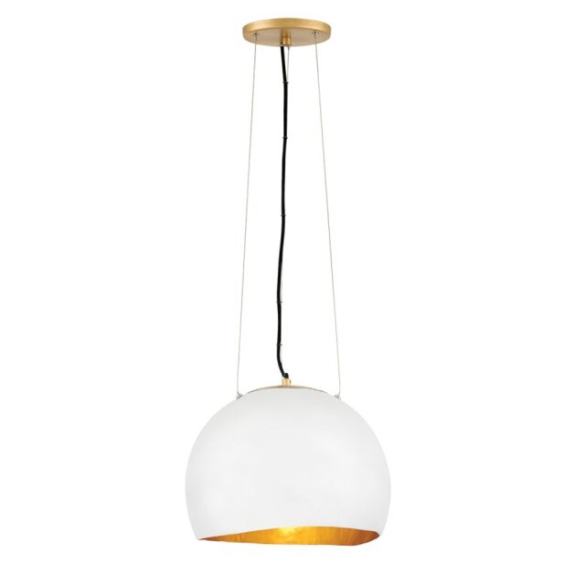 Quintiesse QN-NULA-1P Nula Single Ceiling Pendant Light In Chalk White With Gold Accent