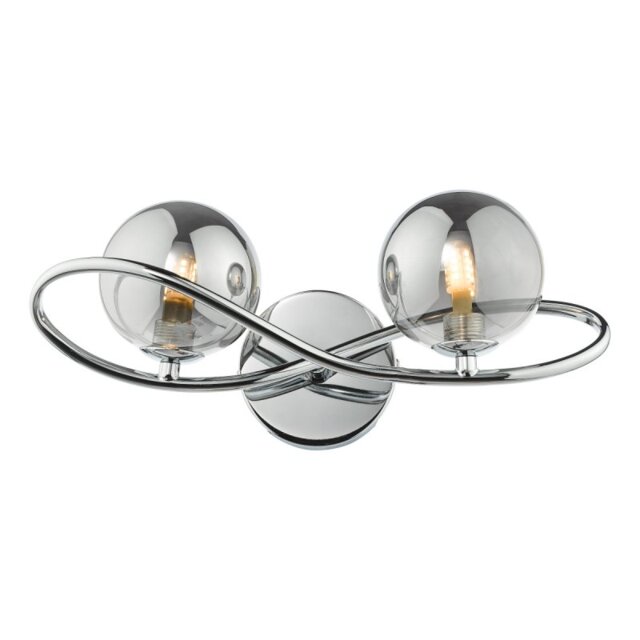 Dar Lighting Lysandra 2 Light Wall Light Polished Chrome With Smoked Glass
