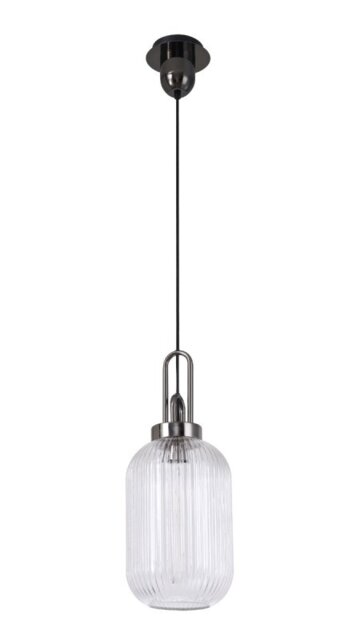 Glenn 1 Light Tubular Ceiling Pendant in Black Chrome With Clear Glass