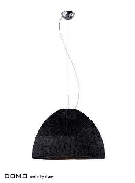 IL60011 Domo 3 Light Black Crinkle Fabric Pendant