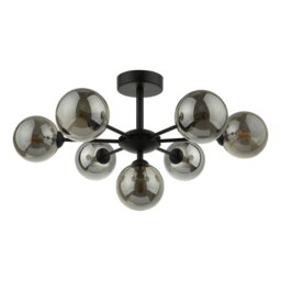 Dar Lighting COH3422-01 Cohen 7 Light Semi Flush In Matt Black With Smoked Glass