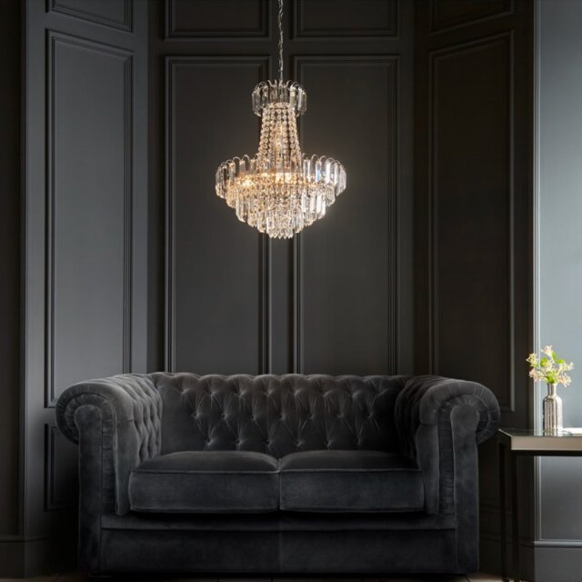 Endon 96826-CH Amadis 6 Light Chrome Finish & Glass Chandelier