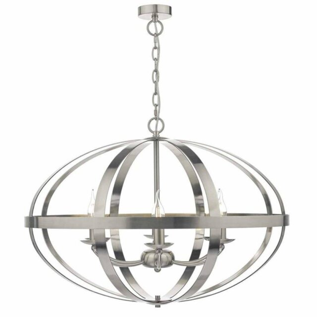 Dar SYM0646 Symbol 6 Light Ceiling Pendant Light In Satin Chrome