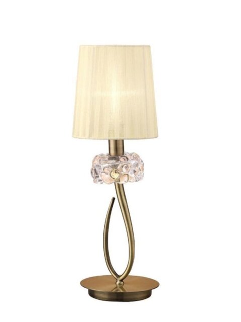 Mantra M4637AB Loewe 1 Light Small Table Lamp With Shade In Antique Brass - H: 470mm