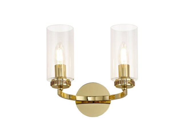 Benz 2 Light Wall Light In Polished Gold With Clear Glass