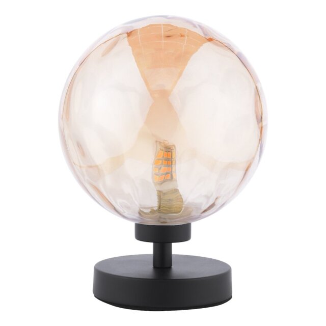 Dar Lighting Esben Table Lamp In Matt Black Finish With Round Champagne Dimpled Glass ESB4122-11