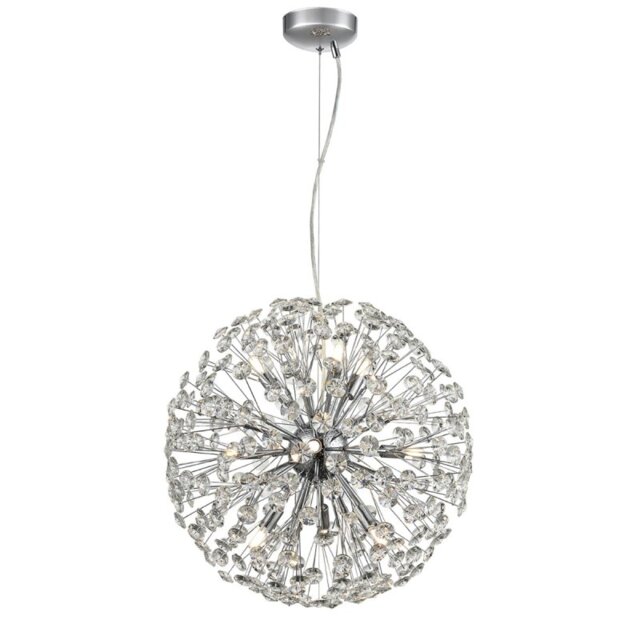 Franklite FL2447-9 Allium 9 Light Large Ceiling Pendant Light In Chrome Finish With Crystals