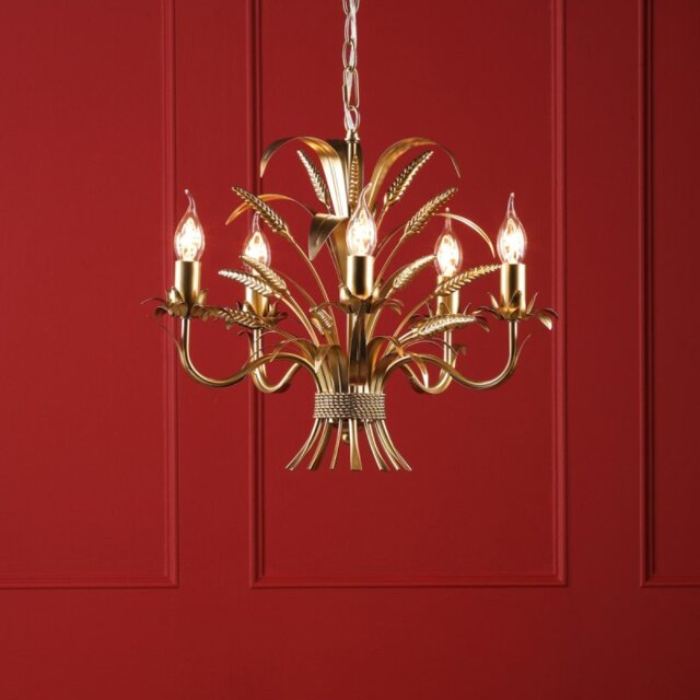 Dar Lighting Phaedra 5 Light Ceiling Pendant Light In Gold Finish