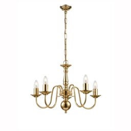 Franklite Delft 5 Light Flemish Ceiling Chandelier In Polished Brass Finish PE7915
