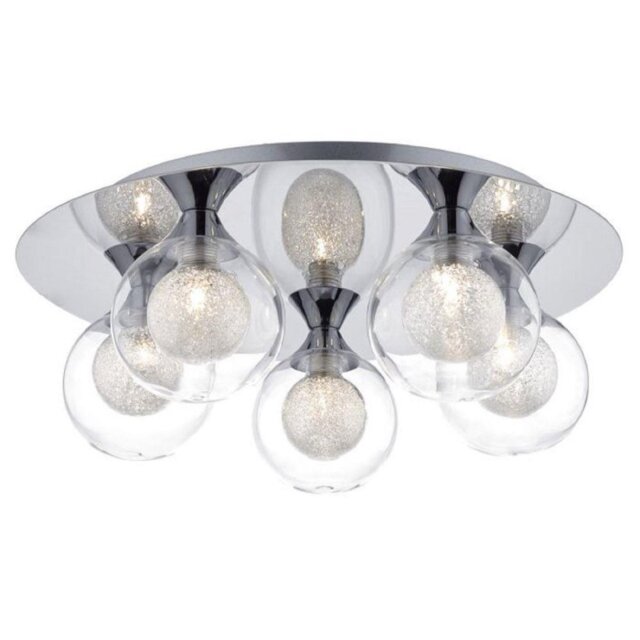 Dar ZEK5450 Zeke 5 Light Flush Ceiling Light In Polished Chrome