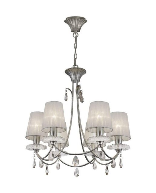 Mantra M6302 Sophie 6 Light Chandelier With Shades In Silver