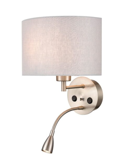 Franklite WB109/1185 Wall Light In Satin Nickel With Reading Light And Shade