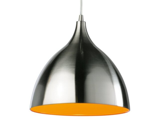 Firstlight Cafe 5745BSOR Brushed Steel and Orange Ceiling Pendant