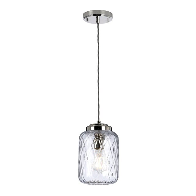 Elstead SOLA-P Sola Clear Glass Ceiling Pendant Light In Polished Nickel Finish