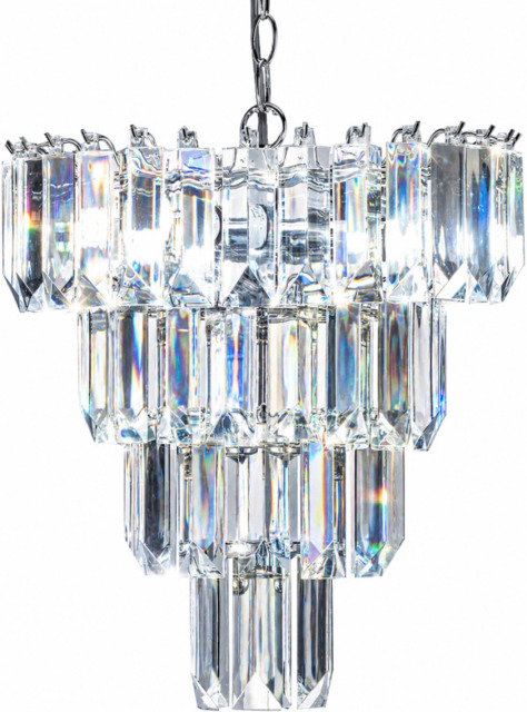 Chichester 4 Light Chandelier Ceiling Light In Polished Chrome With Acrylic Glass Prisms