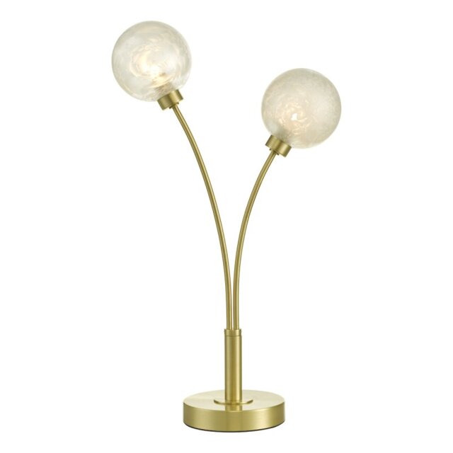 Dar Lighting Avari AVA4241 2 Light Table Lamp In Satin Brass With Frosted Glass