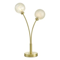Dar Lighting Avari AVA4241 2 Light Table Lamp In Satin Brass With Frosted Glass