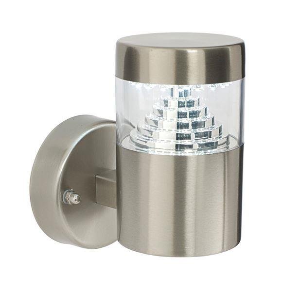 Saxby 13928 Pyramid LED Exterior Brushed Steel Wall Light