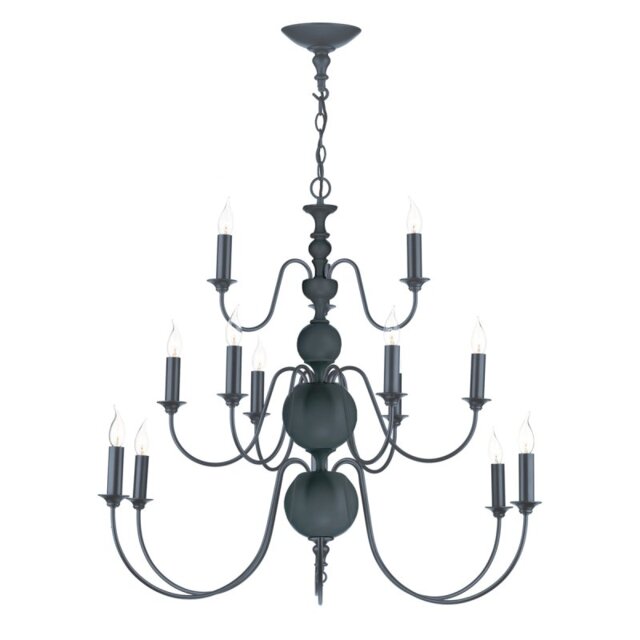 David Hunt Lighting FLE1523 FLEMISH 15 Light Ceiling Pendant Light In Smoke Blue Finish