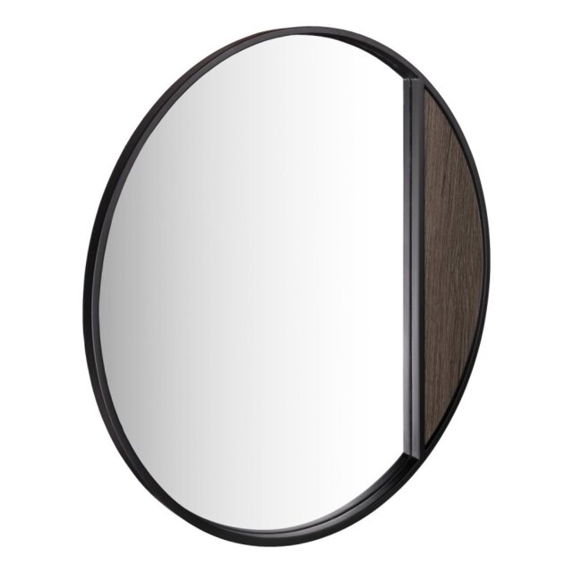 Dar Wisebuys Rasmus Mirror In Mocha Veneer and Matt Black 80cm