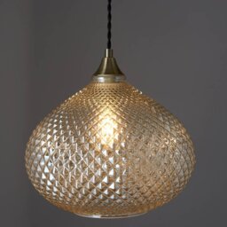 Endon 95480 Livia Pendant Light In Antique Brass With Champagne Glass Shade