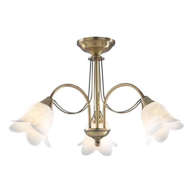 Dar DOU0375 Doublet Antique Brass Semi Flush 3 Light Fitting