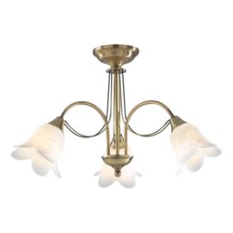 Dar DOU0375 Doublet Antique Brass Semi Flush 3 Light Fitting
