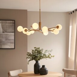 Endon 118652 Aaron 10 Light Ceiling Pendant Light In Brushed Aged Brass With Matt Opal Glass