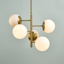 Dar BOM0535 Bombazine 5 Light Ceiling Pendant Light In Natural Brass