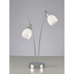 Franklite TL982 2 Light Table Lamp In Chrome With Clear Edged Satin White Glass Shades
