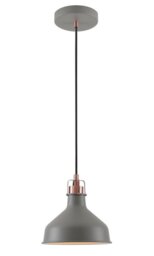 Ryde 1 Light Small Ceiling Pendant In Sand Grey, Copper And White - Dia: 190mm