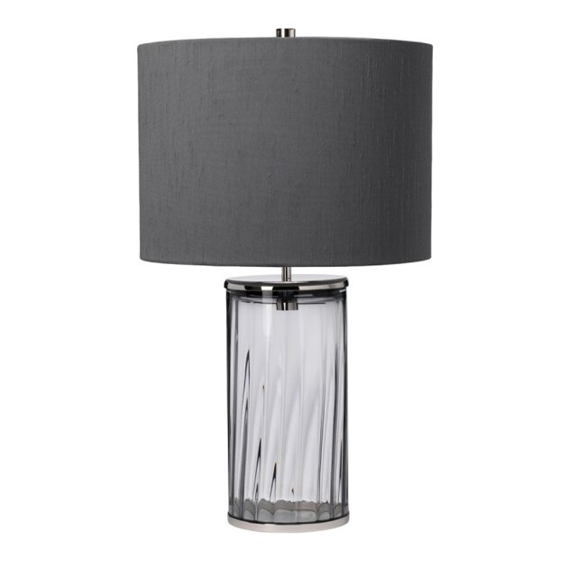 Quintiesse QN-RENO-SMOKE-PN Reno Table Lamp With Smoked Glass And Polished Nickel Finish
