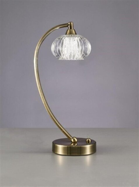 T988 Modern 1 Light Table Lamp In Bronze With Clear Ribbed Glass Shade