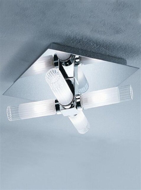 Franklite CF1286 Chrome Bathroom Ceiling Light with Glass Shades IP44