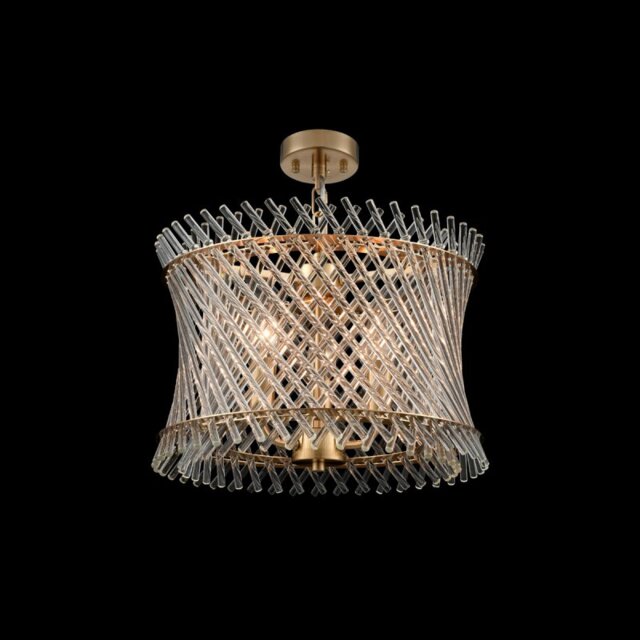 Franklite Ethereal 3 Light Ceiling Light With Angled Glass Rods In Aged Brass Finish FL2511-3
