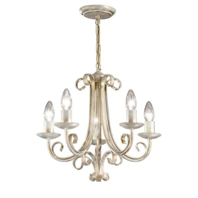 Franklite Babylon White Gold 5 Light Chandelier PE7615