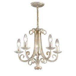 Franklite Babylon White Gold 5 Light Chandelier PE7615