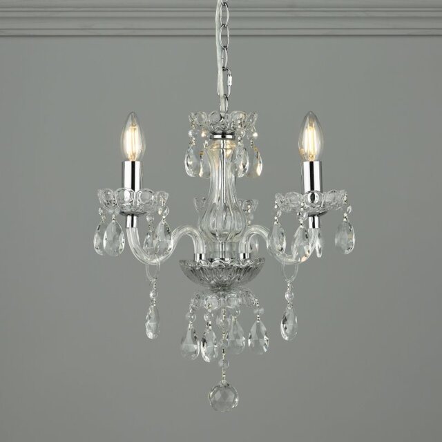 Laura Ashley Harriet 3 Light Crystal Chandelier in Polished Chrome Finish