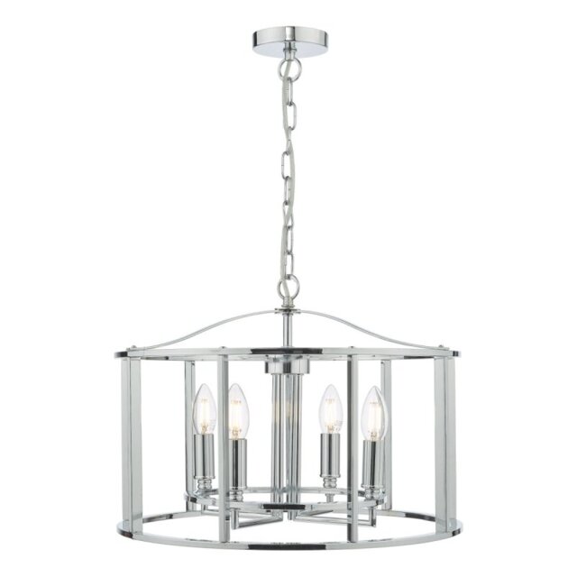 Dar Lighting Myka 4 Light Ceiling Pendant Light In Polished Chrome Finish