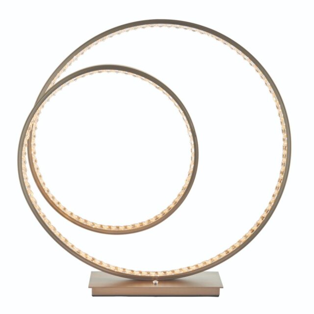 LED Looped Touch Table Lamp In Matt Nickel Plate And Clear Crystal Glass