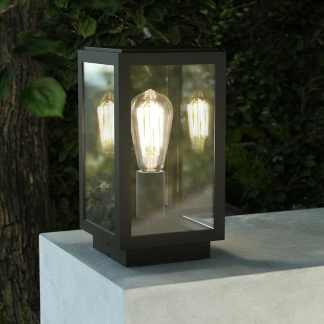 Astro 1095036 Homefield Pedestal Outdoor Lantern In Textured Black Finish IP44