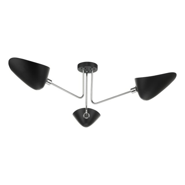 Dar Lighting SEB0322 Sebastian 3 Light Semi Flush Light In Matt Black And Polished Chrome