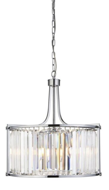 Searchlight 8295-5CC Victoria 5 Light Ceiling Pendant In Chrome And Crystal Glass - Dia: 490mm