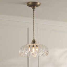 Laura Ashley Bexwell Ceiling Pendant Light In Matt Antique Brass With Glass Shade
